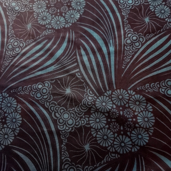 Womens Anthropologie Sheer Black Green Pullover Floral Blouse Mock Turtleneck M - Picture 6 of 15